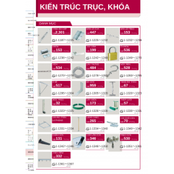 KIẾN TRÚC TRỤC, KHÓA, KHUNG TREO TRẦN - CATALOG TIẾNG NHẬT ONLINE