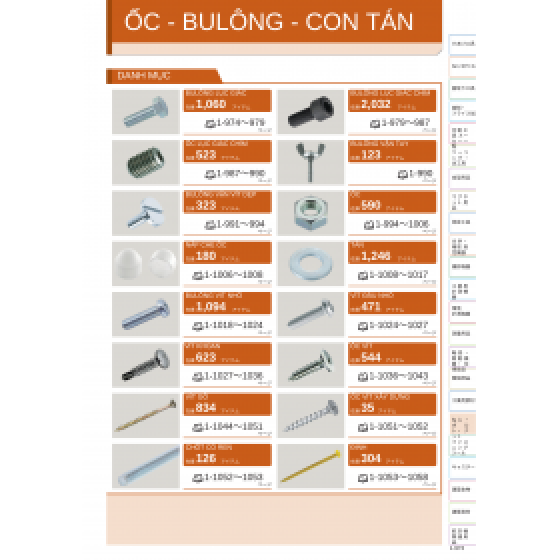 ỐC - BULÔNG - CON TÁN - CATALOG TIẾNG NHẬT ONLINE