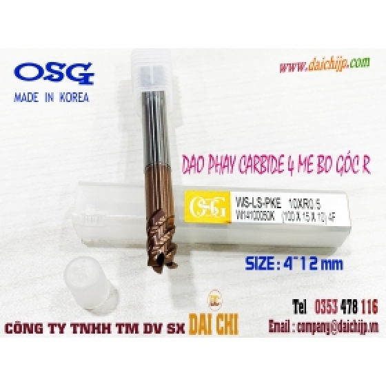 Dao Phay Carbide Bo Góc R 4 Me Loại Dài Đa Dụng OSG WS-LS-PKE W14100050K